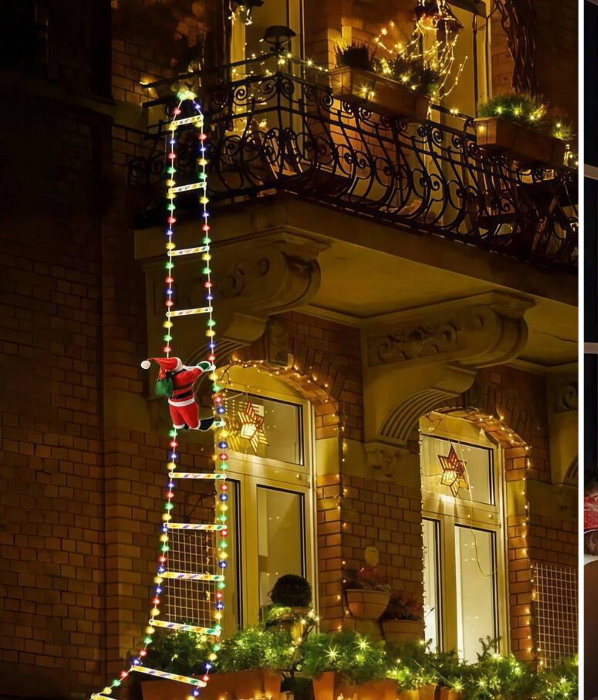 Santa climbing lader