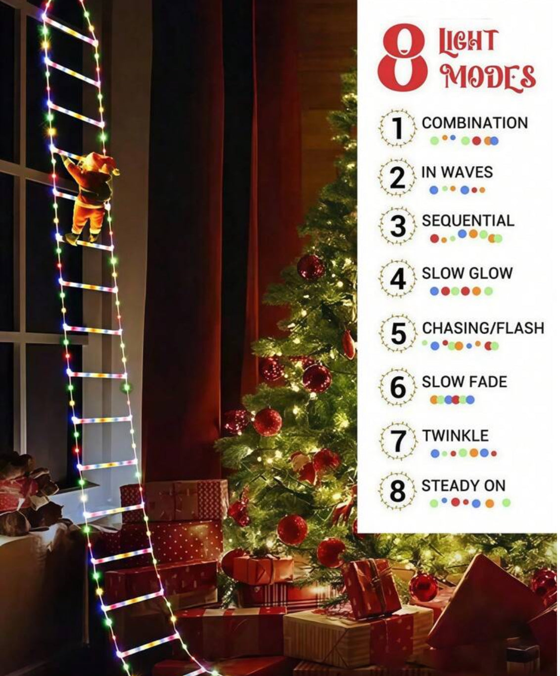 Santa climbing lader