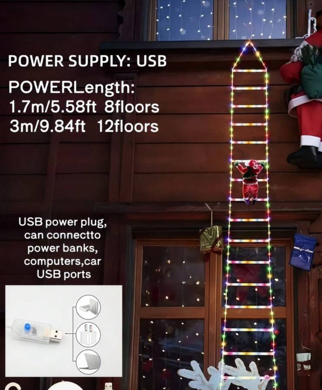 Santa climbing lader