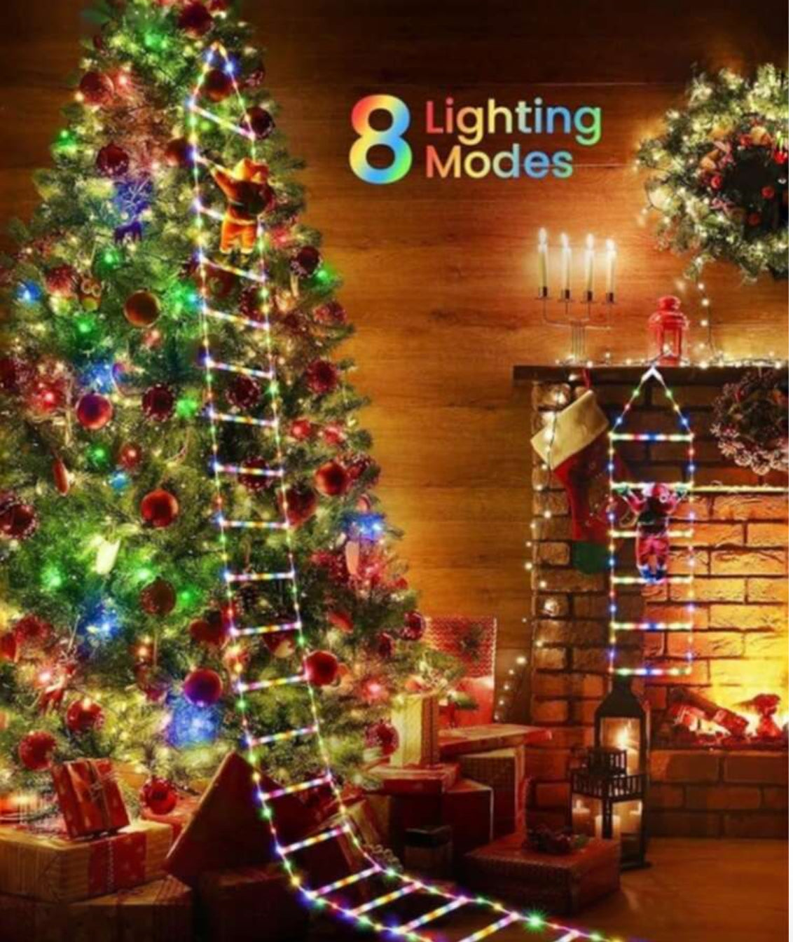 Santa climbing lader